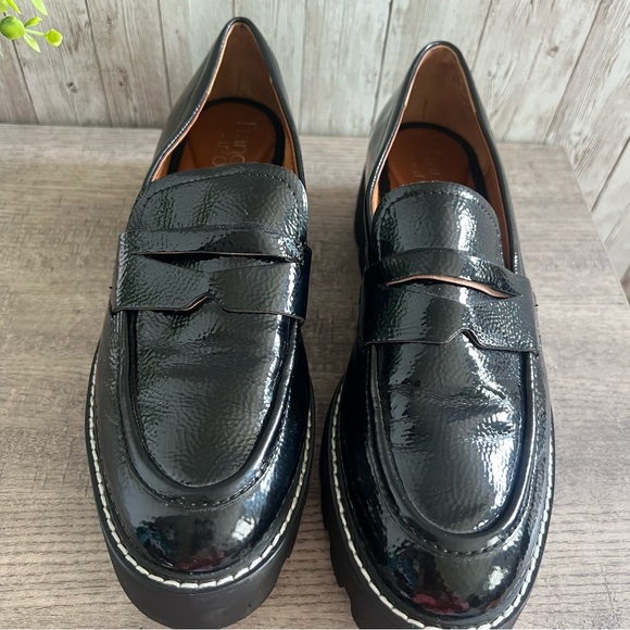 Franco Sarto Black Patent Platform Loafers Preppy Business Casual Womens 9.5 - Picture 3 of 6